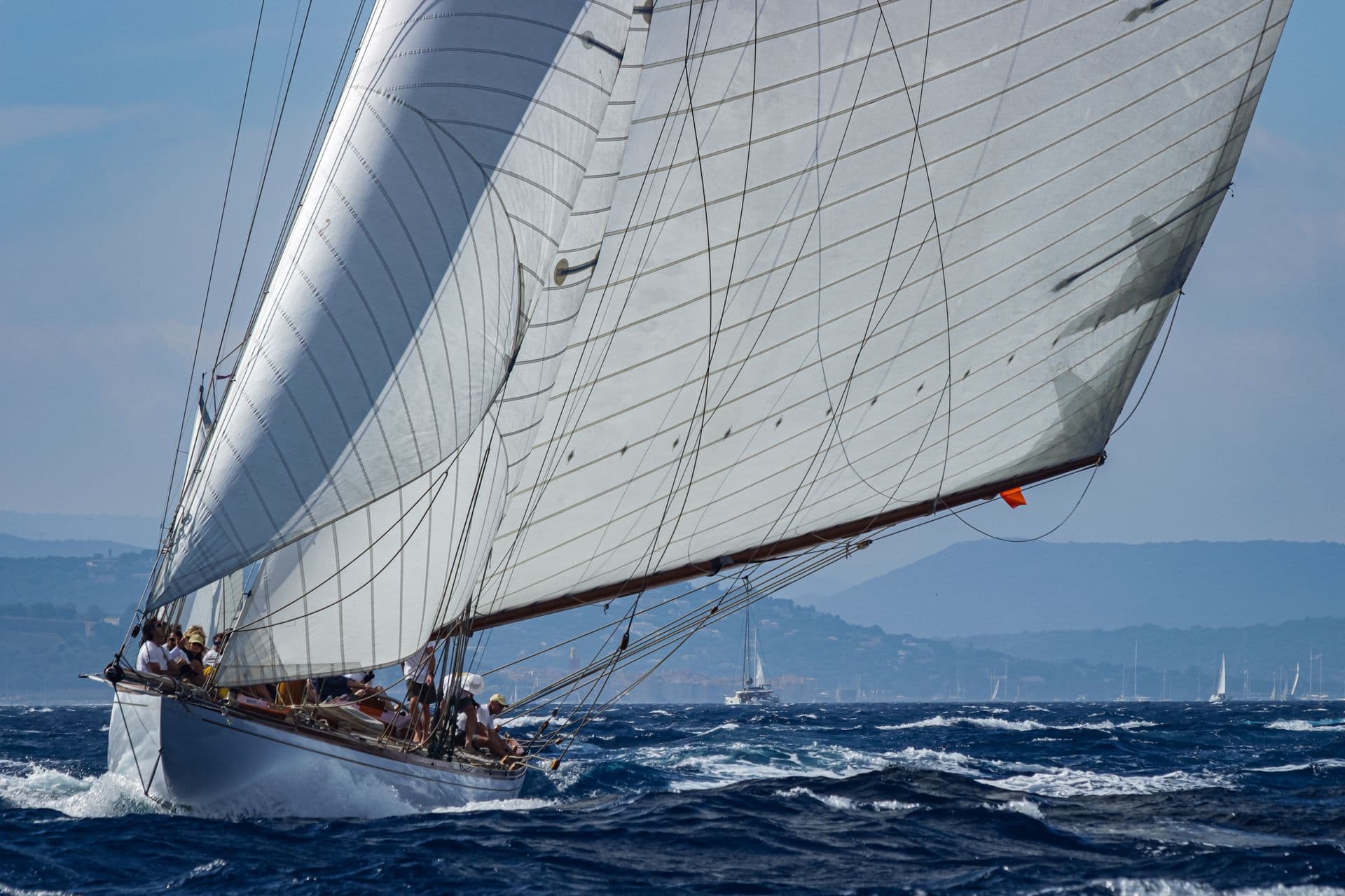 Classic sailboat racing on the sea